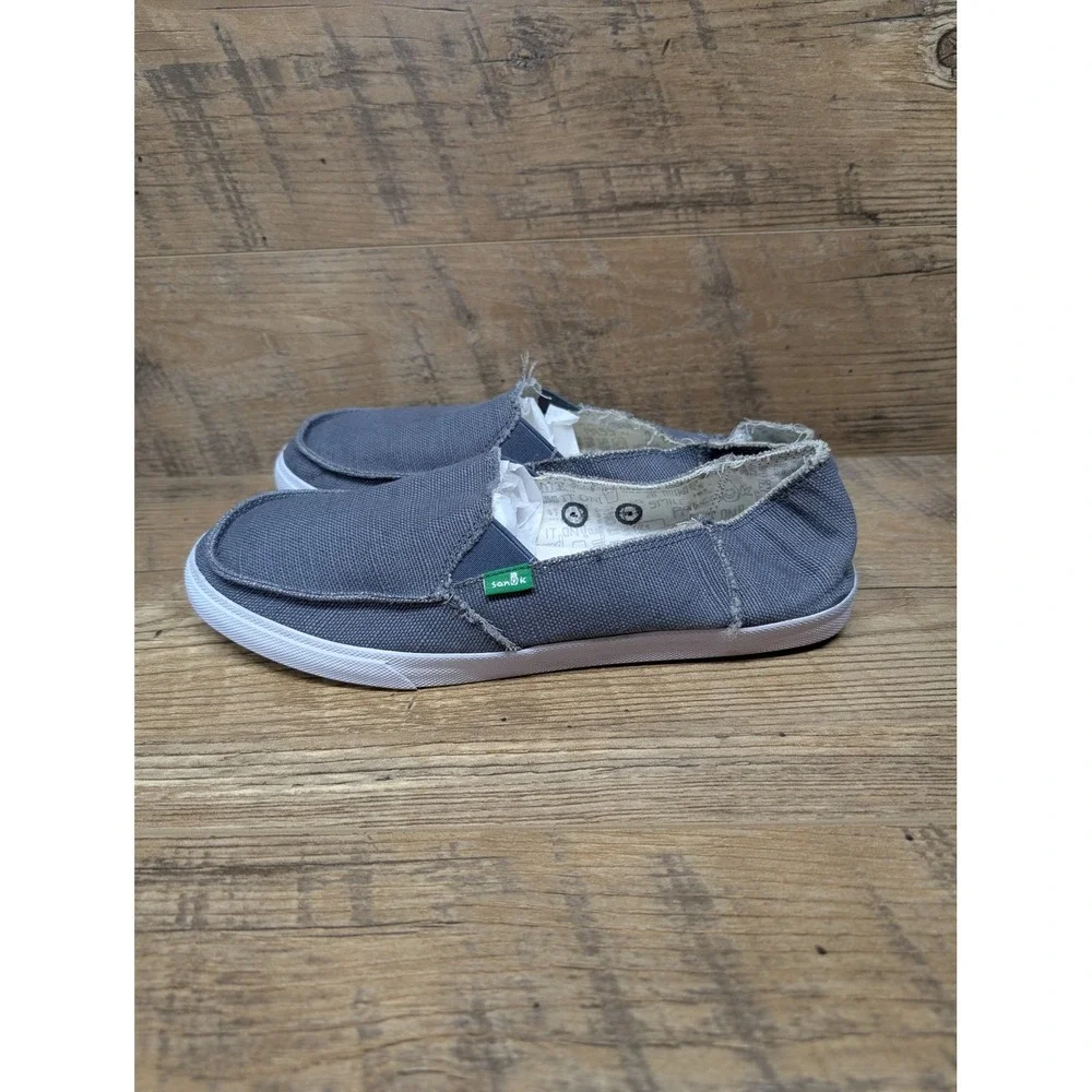 Sanuk Slip On Canvas Shoes‎ Women's Size 10 Gray Casual Skate Surf Style
